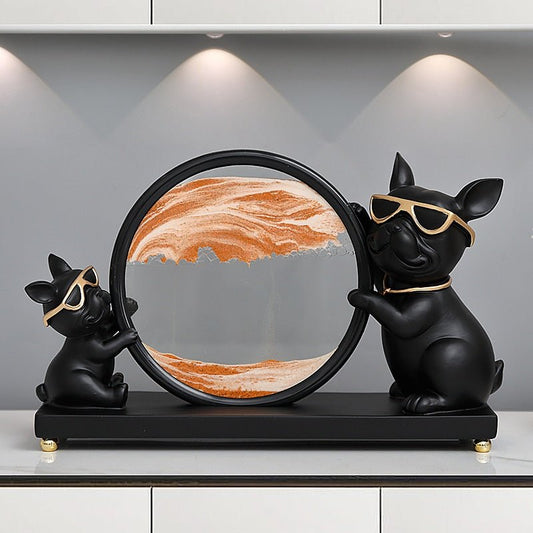 Bulldog with Flowing Sand Hourglass Frame - Hemkonst