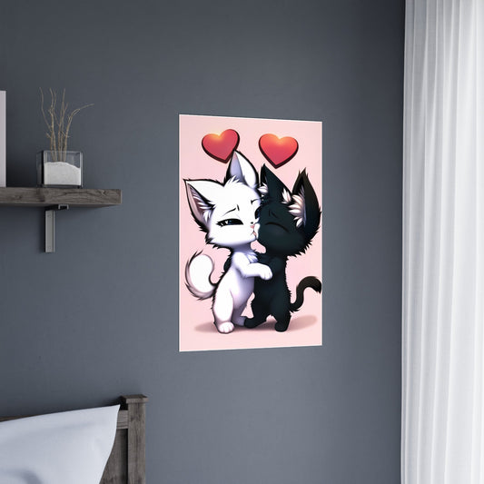 "Lovely Black and White Kitty Couple" Eco-Friendly Wall Canva Art - Hemkonst