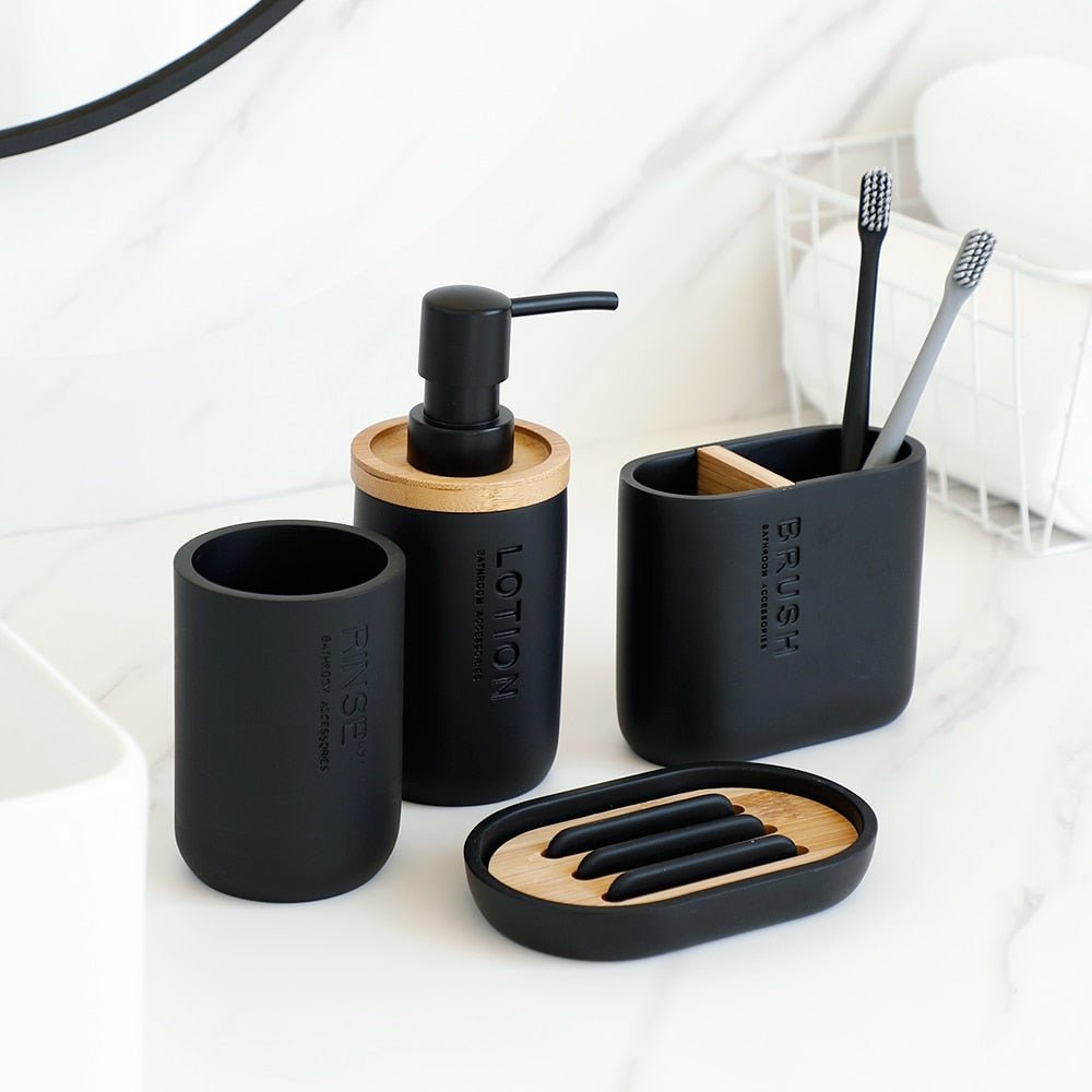 Resin & Wood Bathroom Accessories Set | Hemkonst