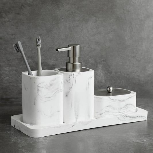 White Marble Bathroom Accessories Set - Hemkonst