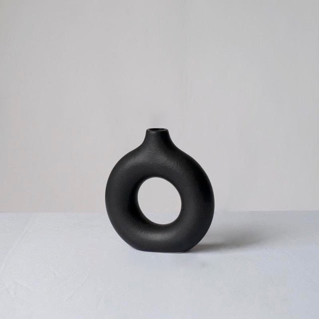 Black & White Round Hollow Vase - Hemkonst