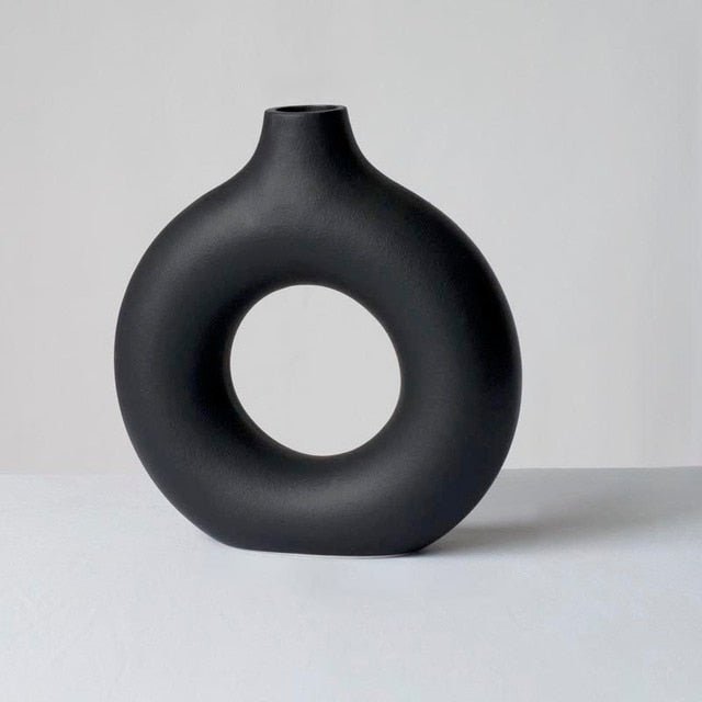 Black & White Round Hollow Vase - Hemkonst