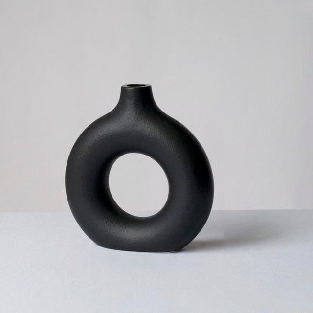 Black & White Round Hollow Vase - Hemkonst