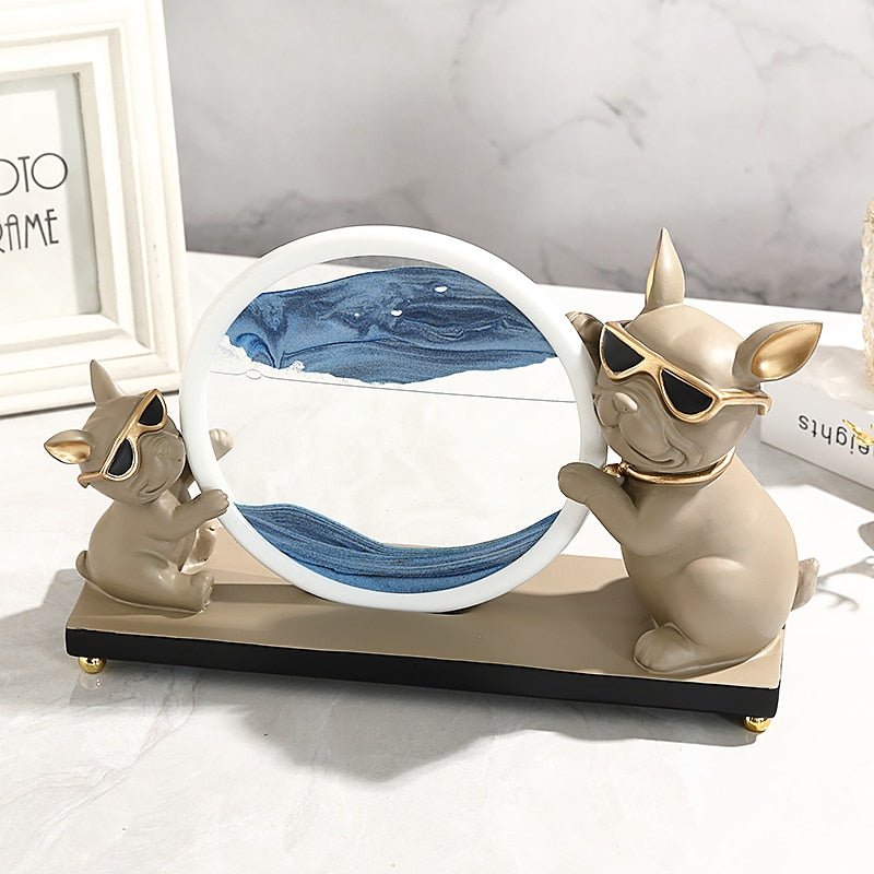 Bulldog with Flowing Sand Hourglass Frame - Hemkonst