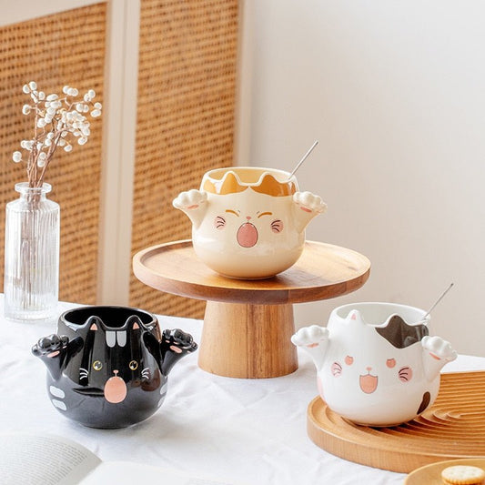 Cute Cat Ceramic Mugs With Spoons - Hemkonst