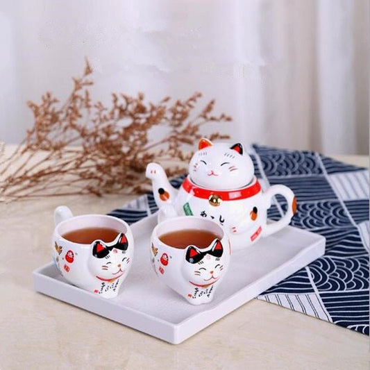 Fortune Cat Ceramic Tea Set - Hemkonst