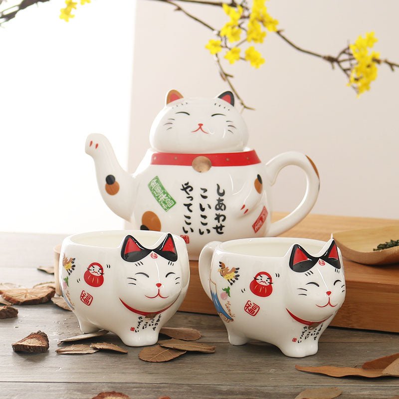 Fortune Cat Ceramic Tea Set - Hemkonst