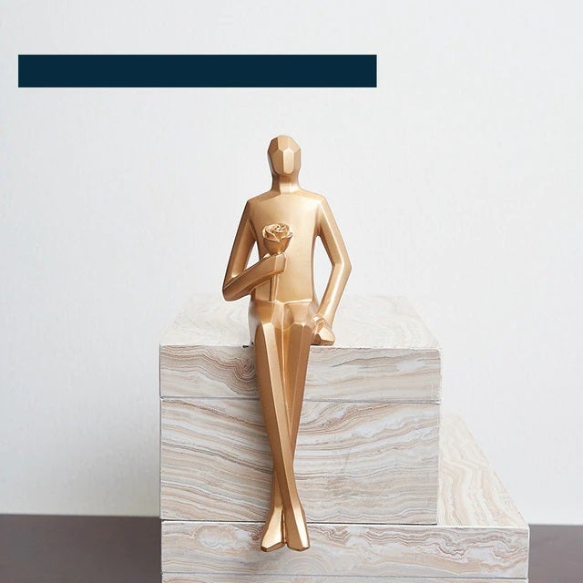 Golden Geometric Portrait Statue - Hemkonst