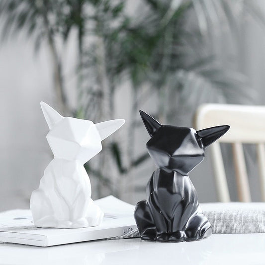 Nordic Black & White Ceramic Fox - Hemkonst