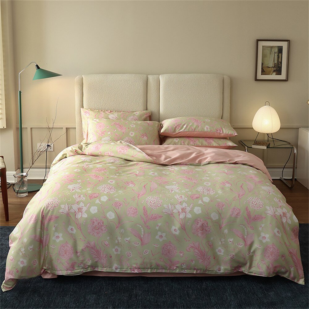 Pink Pastoral Flowers Bedding Set - Hemkonst