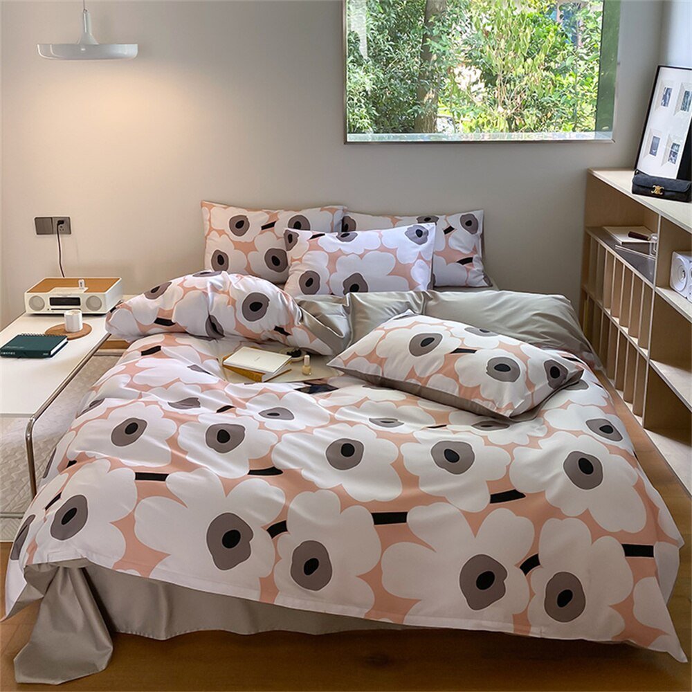 Pink Pastoral Flowers Bedding Set - Hemkonst