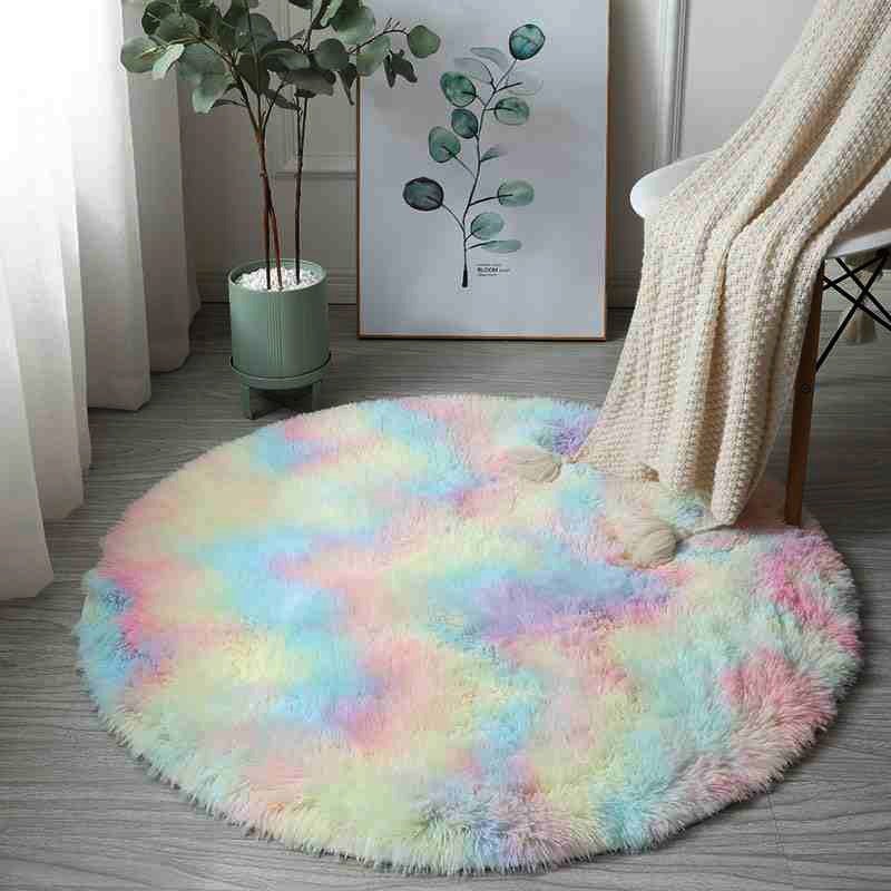 Rainbow Fluffy Rug - Hemkonst